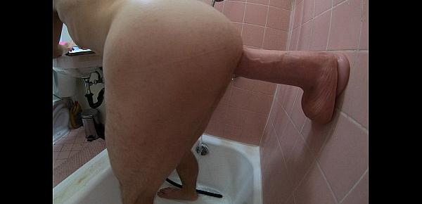  big dildo in the shower